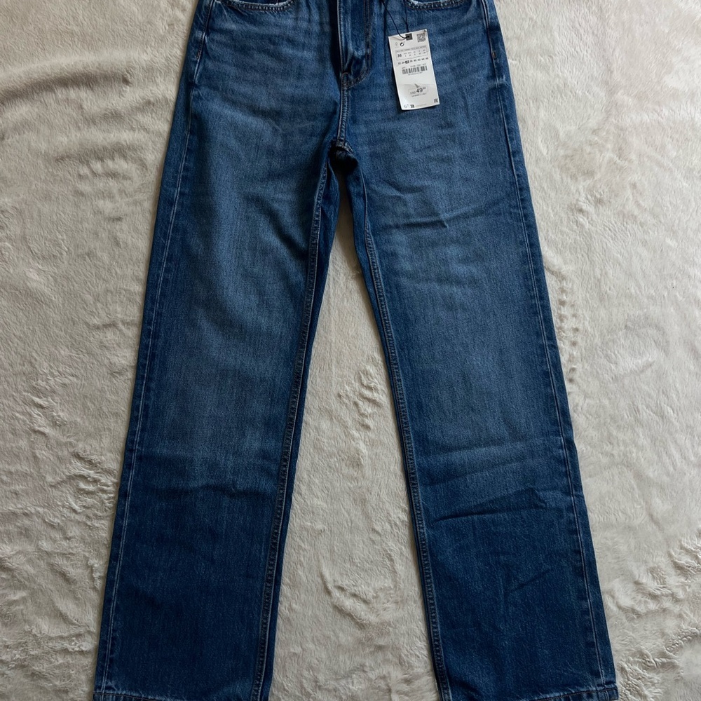 Zara Blue Flare Wide Leg Jeans